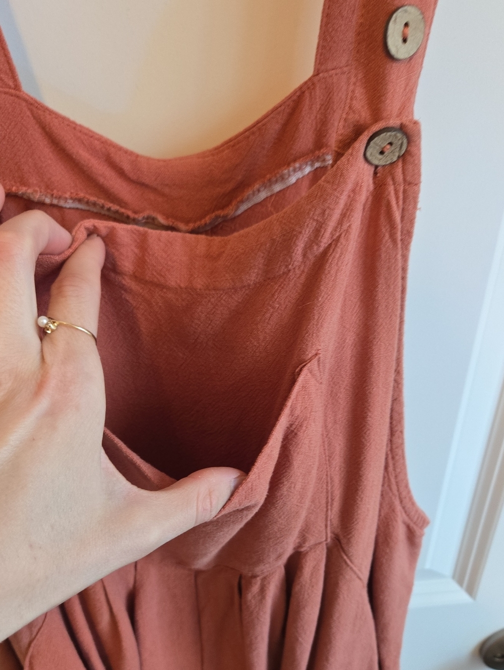 Rust Orange Linen Blend Romper - Picture 3 of 5